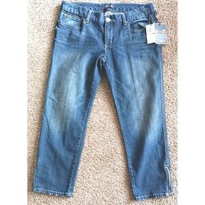 7 For All Mankind Womens Crop Jeans Size 12 Straight Zipper Leg Clark Blue New